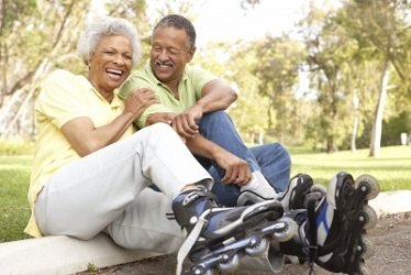 Active Couple on Skates